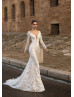 Beaded Ivory Lace Wedding Dress With Detachable Train